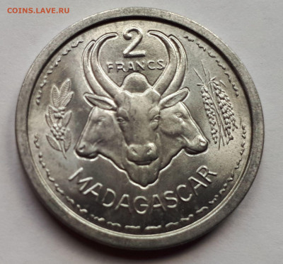 Французский Мадагаскар 2 франка 1948. Сохран! UNC - 4