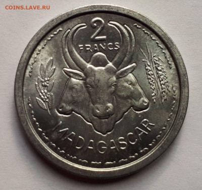 Французский Мадагаскар 2 франка 1948. Сохран! UNC - 1
