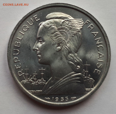 Французский Мадагаскар 5 франков 1953. Сохран! UNC - 9