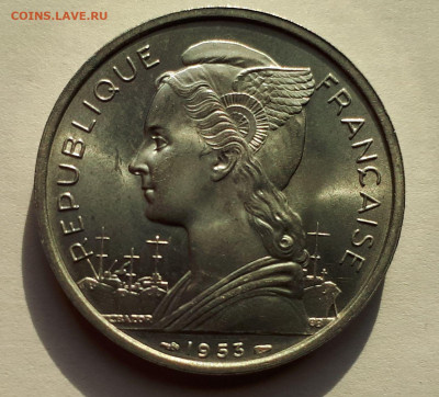 Французский Мадагаскар 5 франков 1953. Сохран! UNC - 7