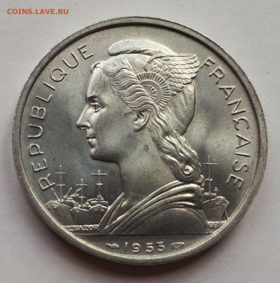 Французский Мадагаскар 5 франков 1953. Сохран! UNC - 6