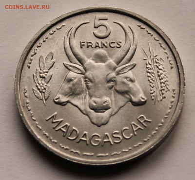 Французский Мадагаскар 5 франков 1953. Сохран! UNC - 5