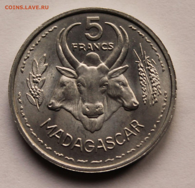 Французский Мадагаскар 5 франков 1953. Сохран! UNC - 1