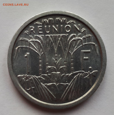 Реюньон Французский 1 франк 1964. Сохран! UNC - 3