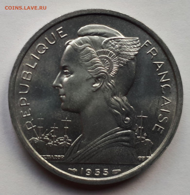 Реюньон Французский 5 фр. 1955. Тираж-3 000 000! Сохран. - 9