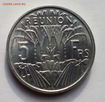 Реюньон Французский 5 фр. 1955. Тираж-3 000 000! Сохран. - 1