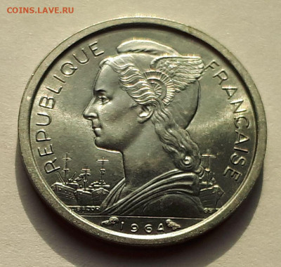 Коморские острова 1 франк 1964 г. Тираж - 500 000. Сохран. - 4