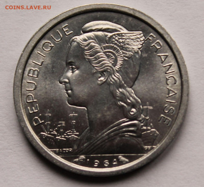 Коморские острова 1 франк 1964 г. Тираж - 500 000. Сохран. - 3