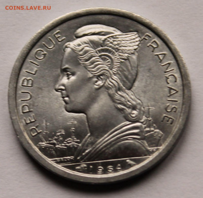 Коморские острова 2 франка 1964 г. Тираж - 600 000. Сохран - 3.