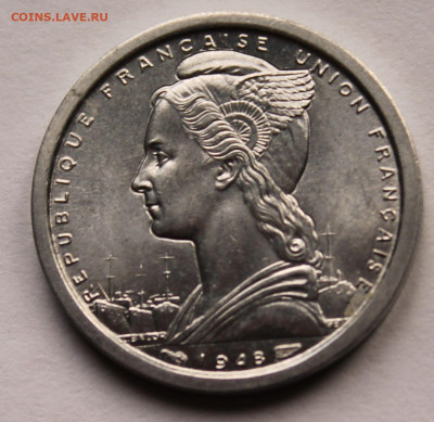 Сен Пьер и Микелон 1 франк 1948. Тираж - 600 000. Сохран. - 7