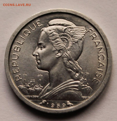 Французское Сомали 1 франк 1959 г. Тираж - 500 000. UNC - 3.