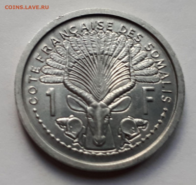 Французское Сомали 1 франк 1959 г. Тираж - 500 000. UNC - 2