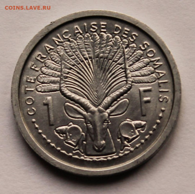 Французское Сомали 1 франк 1959 г. Тираж - 500 000. UNC - 1.