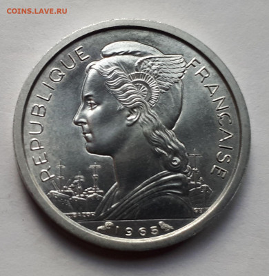 Французское Сомали 1 франк 1965 г. Тираж - 200 000. UNC - 4