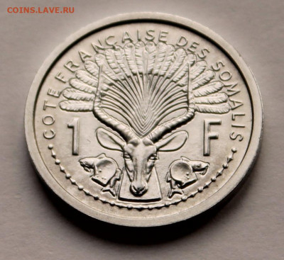 Французское Сомали 1 франк 1965 г. Тираж - 200 000. UNC - 2.