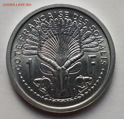 Французское Сомали 1 франк 1965 г. Тираж - 200 000. UNC - 1