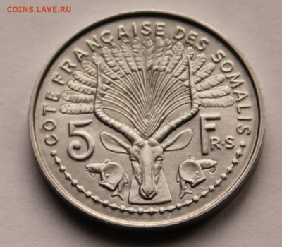 Французское Сомали 5 франков 1959 г. Тираж - 500 000 UNС - 5