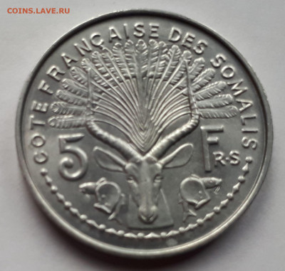 Французское Сомали 5 франков 1959 г. Тираж - 500 000 UNС - 4
