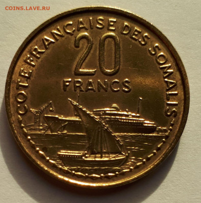 Французское Сомали 20 франков 1952 г. Тираж-500 000 Сохран - 2