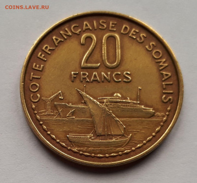 Французское Сомали 20 франков 1965 г. Тираж-500 000 - 4