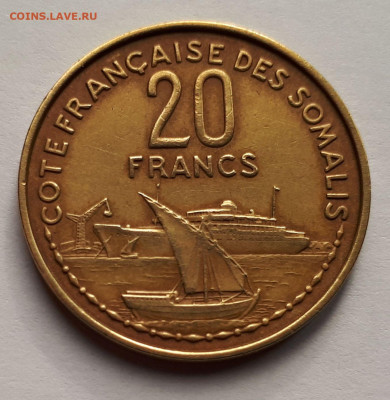 Французское Сомали 20 франков 1965 г. Тираж-500 000 - 2