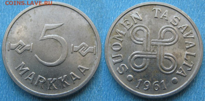 46.Монеты Финляндии - 46.1. -Финляндия 5 марок 1961    168-ас71-10645