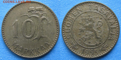 46.Монеты Финляндии - 46.2.-Финляндия 10 марок 1953    160-к14-6299