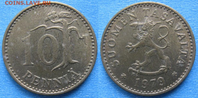 46.Монеты Финляндии - 46.9. -Финляндия 10 пенни 1979 K    160-к14-6377