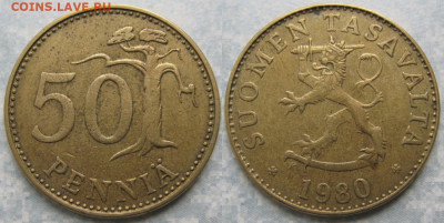 46.Монеты Финляндии - 46.20. -Финляндия 50 пенни 1980 К    190-к83-11444