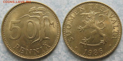 46.Монеты Финляндии - 46.25. -Финляндия 50 пенни 1986 N    190-к83-11386