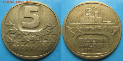 46.Монеты Финляндии - 46.33. -Финляндия 5 марок 1985 N     168-ак3-3575