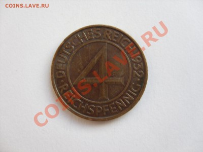 4 пфеннига. 1932 A. Германия. 3 Рейх. - 4 пф 1932А - 1