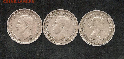 Австралия . три по три пенса 1944.1952.1957    25.12 Фикс - 222 031
