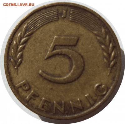 5 пфеннигов 1950 г. (J) ФРГ до 27.12.20 в 22:00 МСК - Rounded_20201226_165635