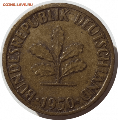 5 пфеннигов 1950 г. (J) ФРГ до 27.12.20 в 22:00 МСК - Rounded_20201226_165629