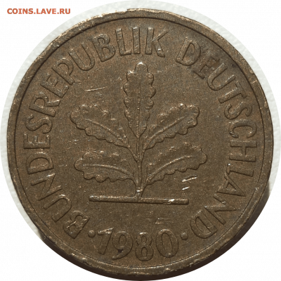 5 пфеннигов 1980 г. (D) ФРГ до 27.12.20 в 22:00 МСК - Rounded_20201226_171136