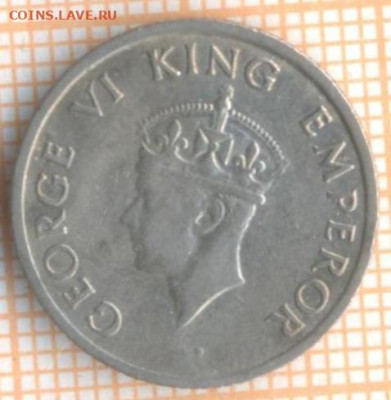 4 рупии 1946 г., до 8.01.2021 г. 22.00 по Москве - Индия четверть рупии 1946 2367