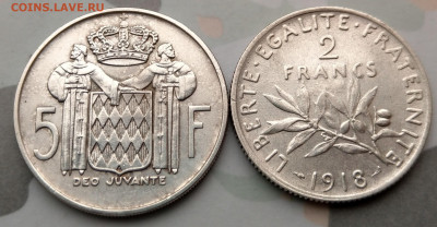 Монако 5 фр 1966, Франция 2 фр 1918 до 22-00 04.01 - IMAG9967_2