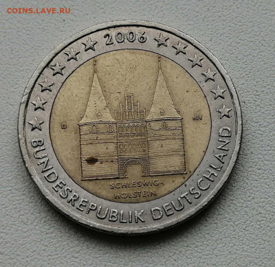 2 евро Германии, Шлезвинг-Гольштейн до 12.01.2021 - 2 евро 2006 об