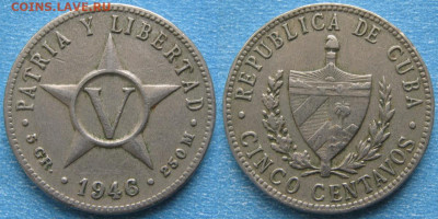 47.Монеты Карибского моря. - 47.3. -Куба 5 сентаво 1946    8683