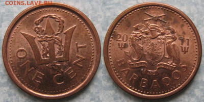 47.Монеты Карибского моря. - 47.27. -Барбадос 1 цент 2011    174-ас91-11313
