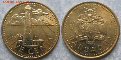 47.Монеты Карибского моря. - 47.34. -Барбадос 5 центов 2004    190-ас88-11244