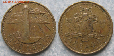 47.Монеты Карибского моря. - 47.36. -Барбадос 5 центов 2005    190-ас88-11252