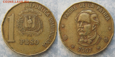 47.Монеты Карибского моря. - 47.50. -Доминиканская республика 1 песо 2002    203-ас103-11562
