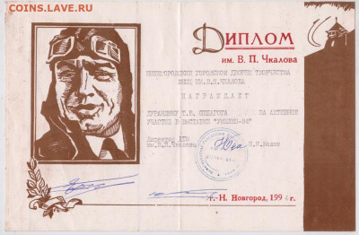 ДИПЛОМ им. В.П. Чкалова 1994 г. до 19.01.21 г. в 23.00 - 008
