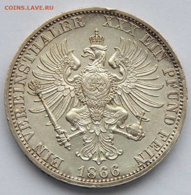 Пруссия 1 талер 1866 Вильгельм (без венка) до16.01. 22 00мск - DSCN4579.JPG