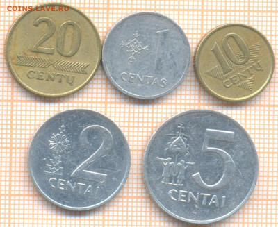 Литва 5 монет, до 19.01.2021 г. 22.00 по Москве - Литва 5 монет 2580а