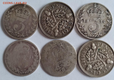 Англия серебро 3 пенса 6шт.1891-1933г. до 21 01 21г. 22:00 - 20210115_141744