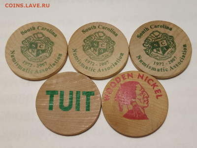 Деревянные жетоны США, 5шт - 18.01 - до 21:00 Мск - c36abf46-9e4f-426b-96ca-296ecb2a280e