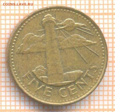 Барбадос 5 центов 1998 г., до 22.01.2021 г. 22.00 по Москве - Барбадос 5 центов 1998 2594а